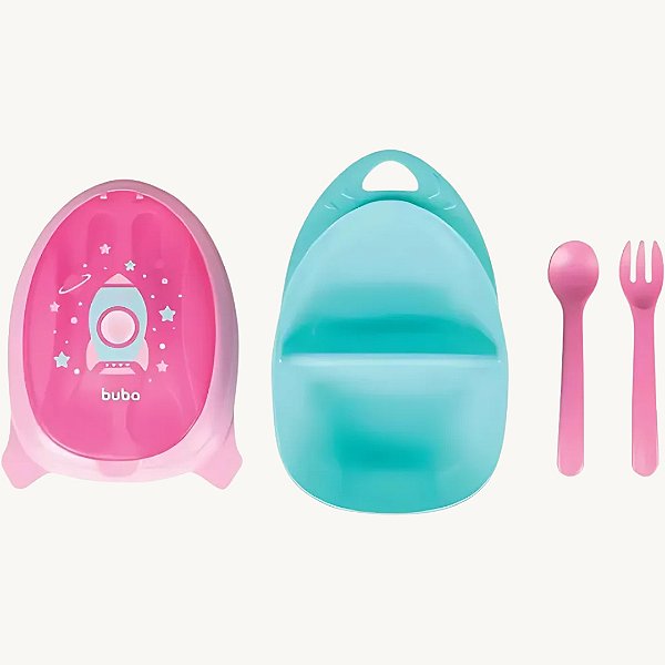 Kit Refeição Foguete Infantil 3 Pçs Com Divisória Buba - 13514/13515