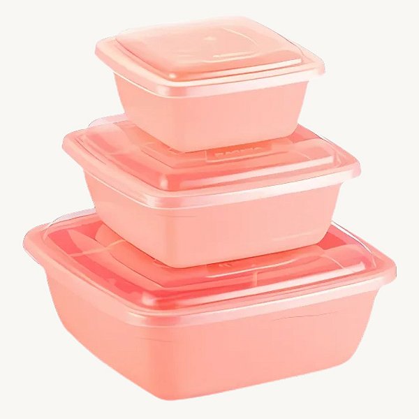 Conjunto de 3 Potes Quadrado Rainha 350/700/1500ml - 8378