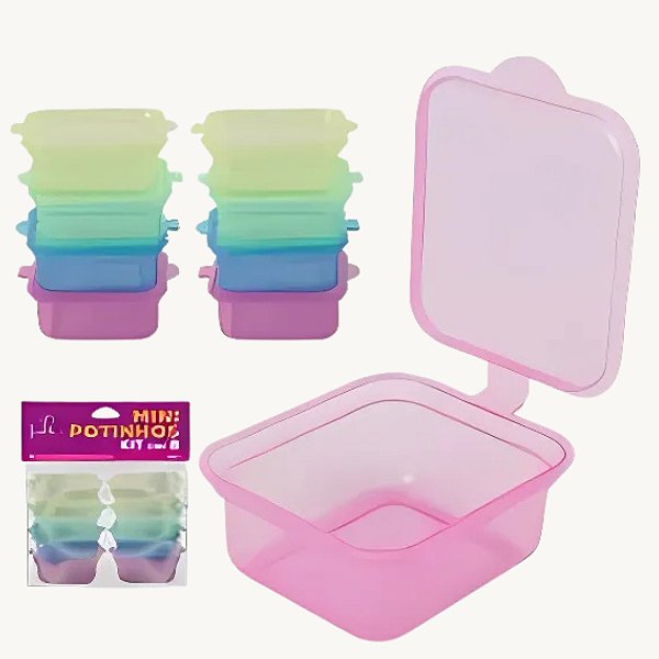 Kit Mini Potes Com 8pçs De Plástico 5*6*2,5cm 85ml - MP-09