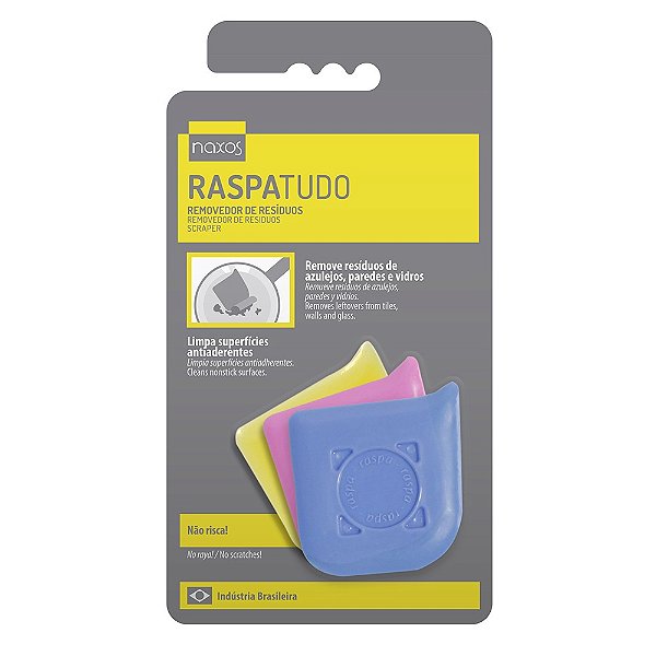 Kit 3 Espátulas Raspa Tudo Ideal para Remover Resíduos de Frigideiras, Grills, Automóveis, Vidros - Naxos