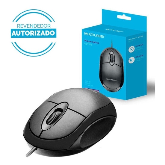 Mouse Box Óptico Multilaser com Fio Lacre Original USB Preto - M0255