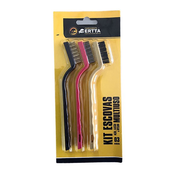 Escovas Multiuso Plástico/Aço/Nylon - 3 Peças - FERP-02