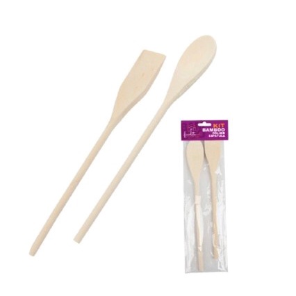 Colher e Espátula 2 Peças de Bambu - 30cm - KCB-08