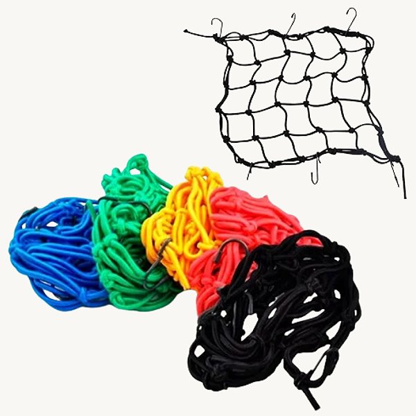 Rede de Bagageiro Elástico Aranha 45x45 cm Ganchos em Metal Diversas Cores - ID-3285C