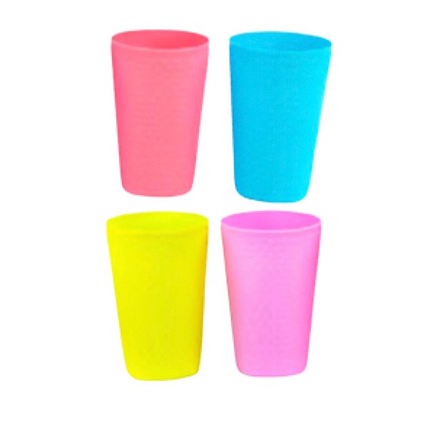 Kit  com 4 Copos de Plástico 250ml - Diversas Cores - COP-82