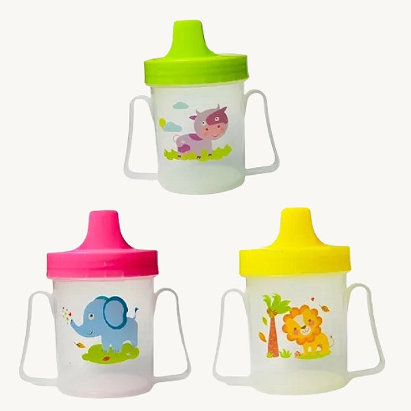 Copo Infantil com Medidor 180ML Bico, Tampa e Alça - COP-77
