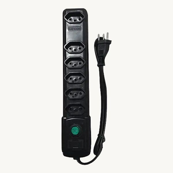 Filtro de Linha com Fusível 6 Tomadas Bivolt Preto Naticon - 596
