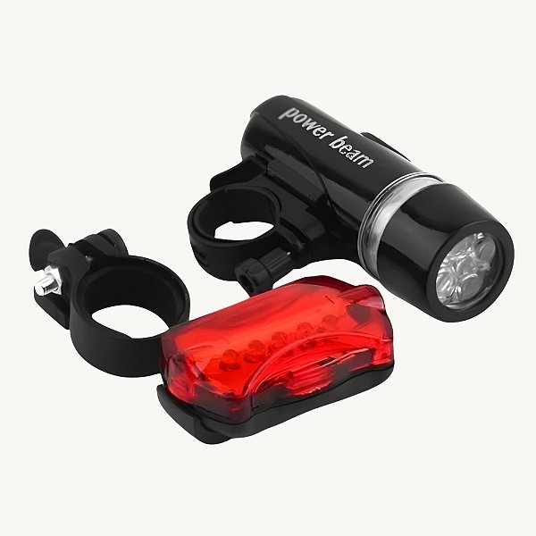 Kit Farol de Bicicleta Frontal + Pisca Traseiro Led - PILHAS NÃO INCLUSAS - WJ-10