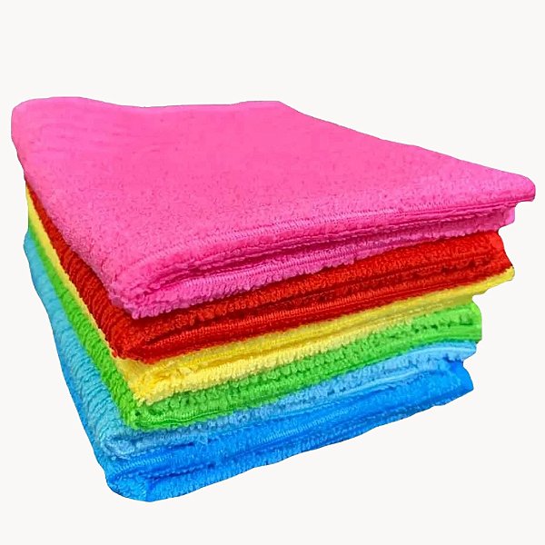 Kit com 5 Flanelas em Microfibra para Limpeza em Geral - AG8267