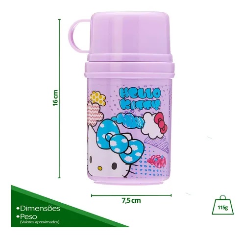 Garrafa Infantil Squeeze Plástica Tampa Caneca Hello Kitty - H-831