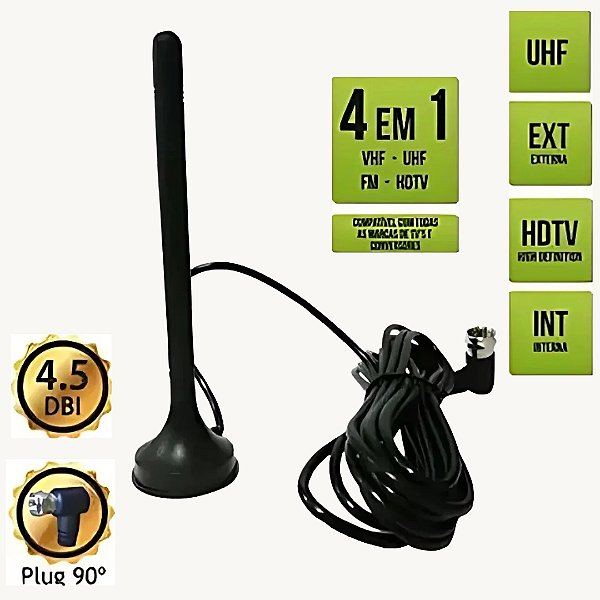 Antena Digital Interna Externa 4.5dbi 3 Metros - FX-ANT-6