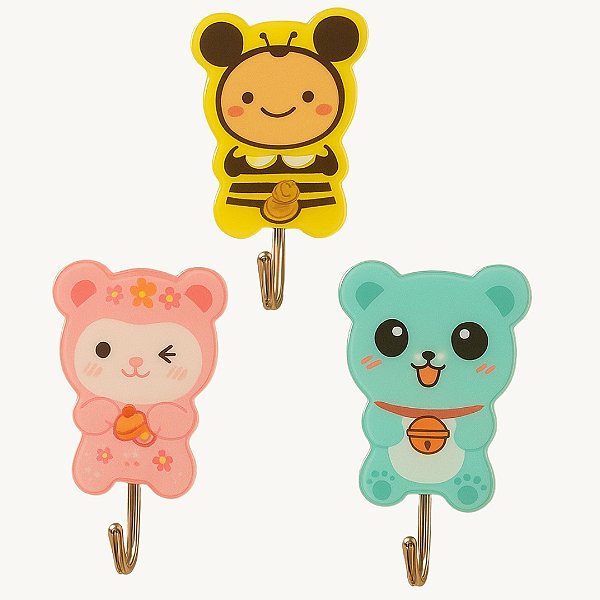 Ganchos Decorativos Autoadesivos 3x7cm Para Crianças - GAN-57