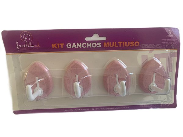 Kit 4 Ganchos Multiuso Auto-adesivos Decoração Praticidade 4x7cm - GAN-74