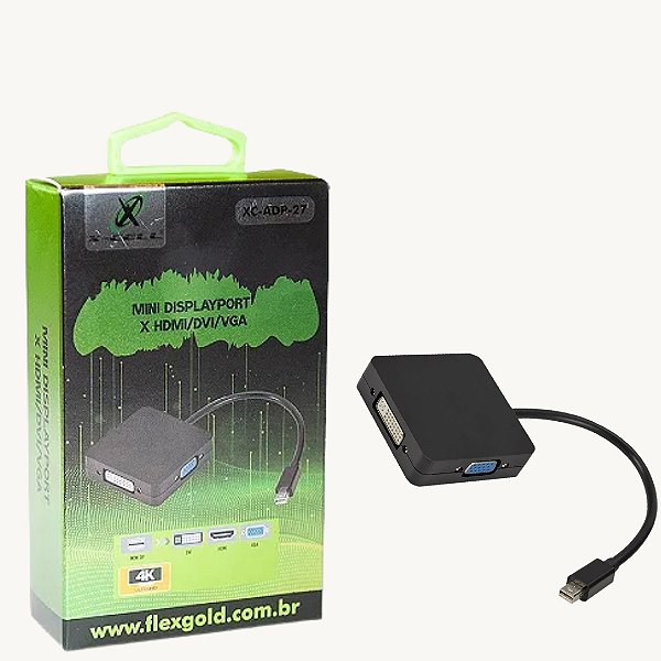 Displayport Mini x HDMI/DVI/VGA Cabo Adaptador Conversor 3x1 X-Cell - XC-ADP-27