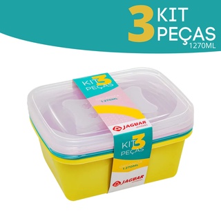 Pote Retangular Kit com 3 Peças Organiza 1270ml - 6329