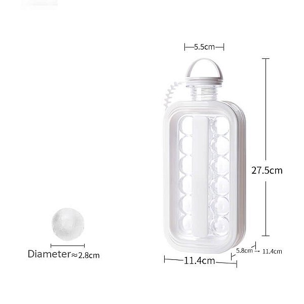 Molde 2 em 1 para Fazer Bola de Gelo/Garrafa de Água com Tampa à Prova de Vazamentos - HM0055