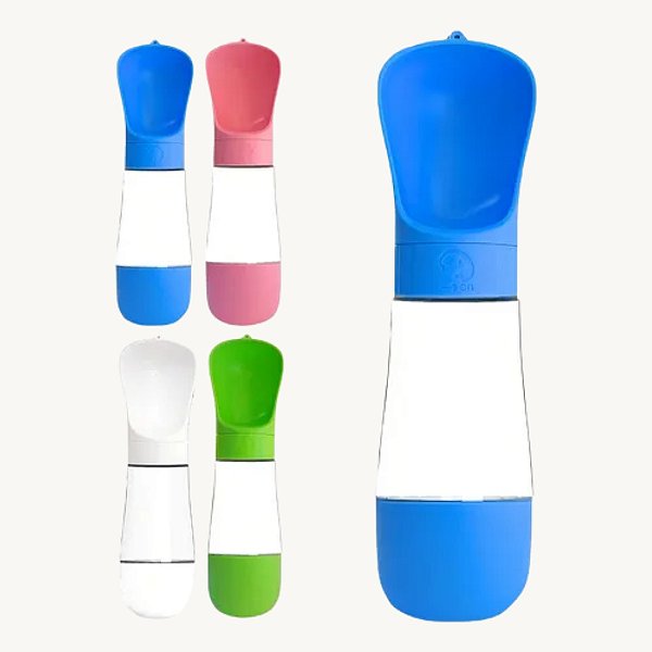 Bebedouro Portátil Viagem Pet Cães e Gatos Garrafa - 750ml - WT49-1 Tigela para Beber Água Retrátil Acoplada à Garrafa