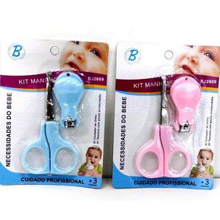 Conjunto Cuidados do Bebê Cortador de Unhas e Tesoura Ponta Redonda - BJ2609