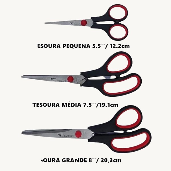 Kit 3 Tesouras Multiuso Aço Inox - CRS-7155