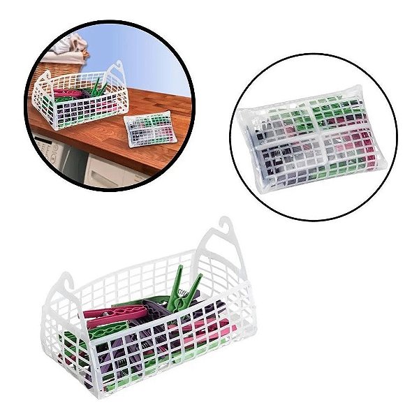 Cesto Para Prendedores De Roupa 24 Unidades - Keita - CTP03