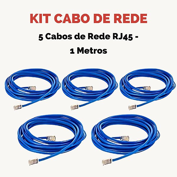 Kit 5 Cabos De Rede Patch Cord Cat RJ45 1 Metros