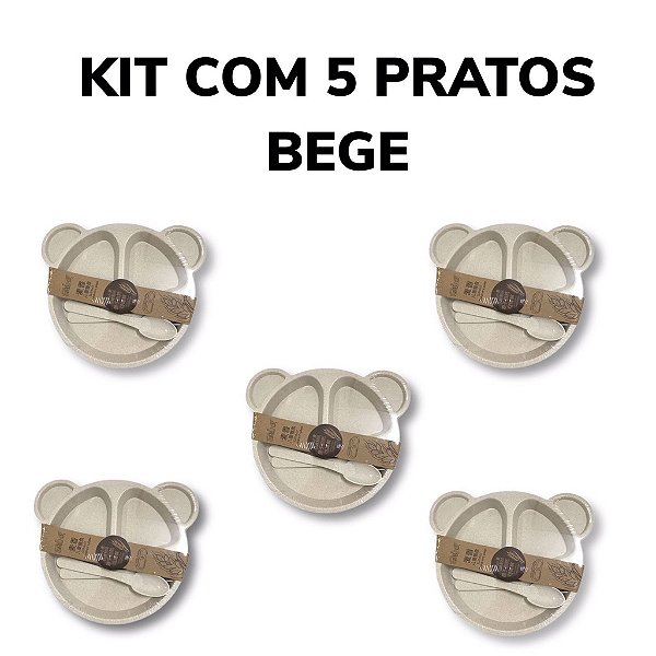 Kit Com 5 Pratos Infantil Ursinho - KRI-35