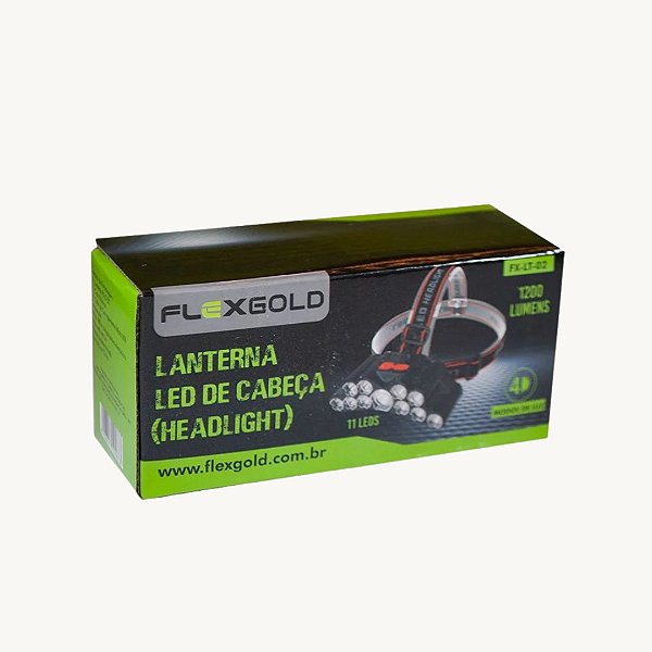 Lanterna de Cabeça de Led Recarregável 1200 Lumens 11 Leds + Cob - FX-LT-02