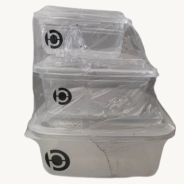 Conjunto 3 Potes Transparente Quadrado - 1518C