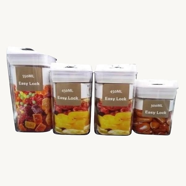 Jogo Pote de Plástico Hermético 4 Peças - HM9018