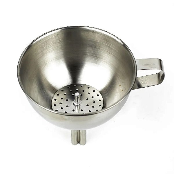 Funil Aço Inox Com Peneira Coador 11cm - Kehome - 6239