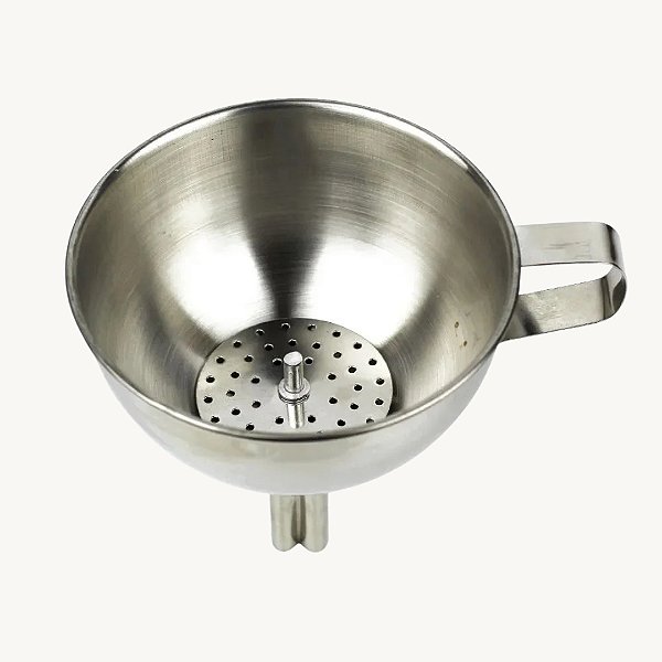Funil Aço Inox com Peneira Coador 11cm - Kehome - 6239