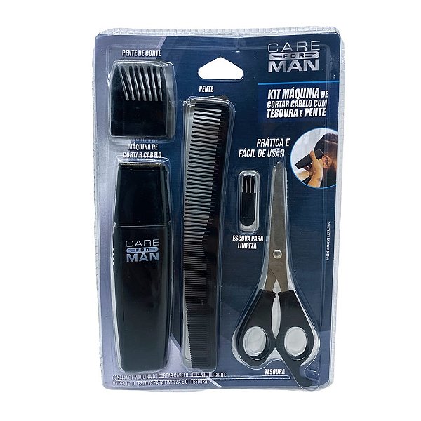 Kit Máquina De Cortar Cabelo Completo Com 5 Peças Tesoura - BS228