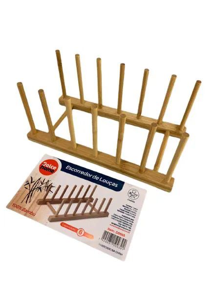 Escorredor de Pratos de Bambu 6 Divisórias - D0665
