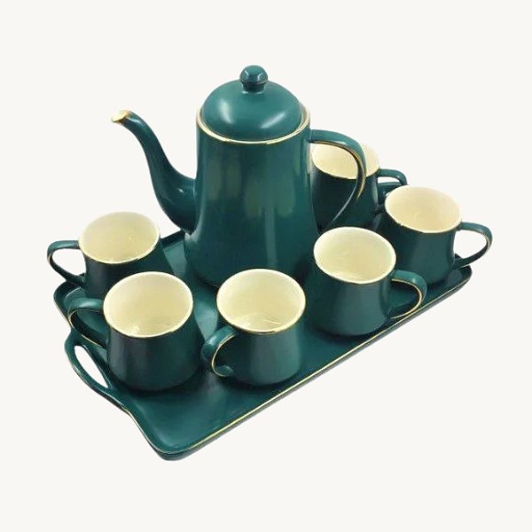 Jogo de Chá em Porcelana Esmeralda 8 Peças - AG1400