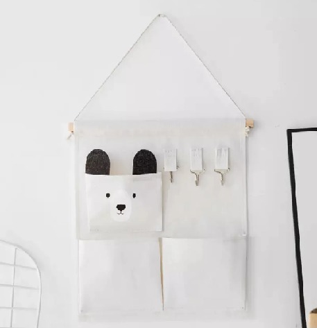 Cesto Organizador De Parede Ursinho Com Ganchos - B-0880