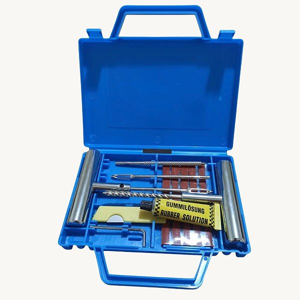 Kit Reparo Pneus Metal Macarrão Carro Moto Maleta C/12 Peças - ID-3528R