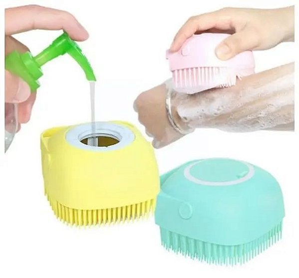 Escova de Silicone com Dispenser para Sabonete Shampoo - ZU741