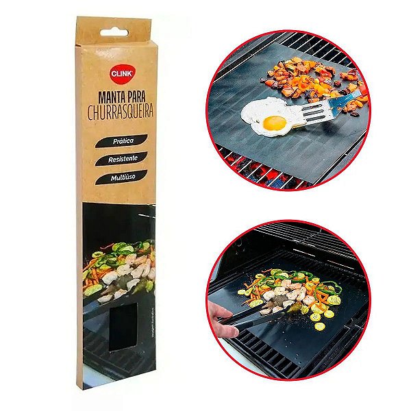 Manta Grill para Churrasco Chapa Grelha Antiaderente 40x33cm - CK5533