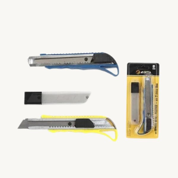 Kit Estilete Metal/Plástico + Refil Com 3 Laminas - EST-32