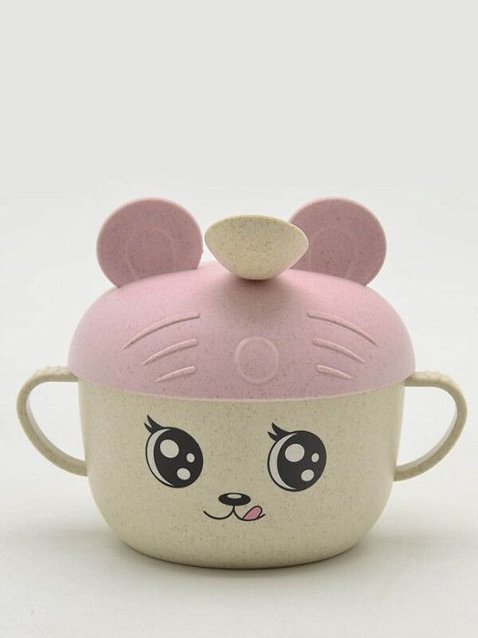 Caneca De Plástico Infantil Com Tampa E Colher - HU56658