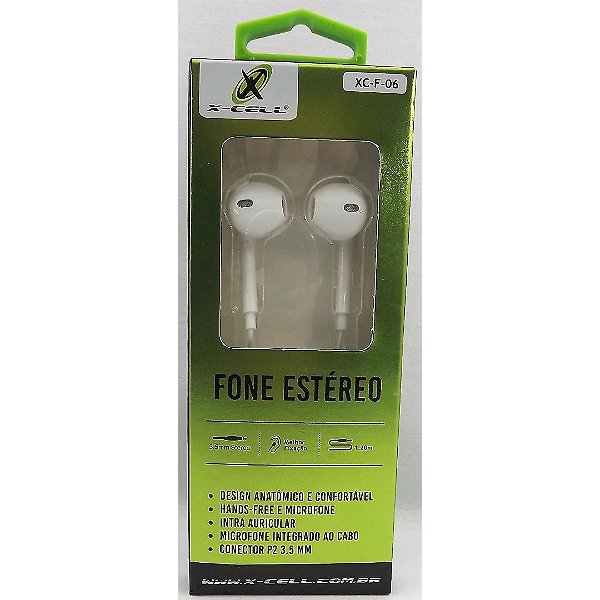 Fone de Ouvido Estéreo  XC-F06 Branco  X-Cell - DS Tools