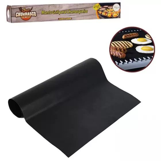 Manta Grill para Churrasco Grelha Chapa Teflon Antiaderente - ZU217