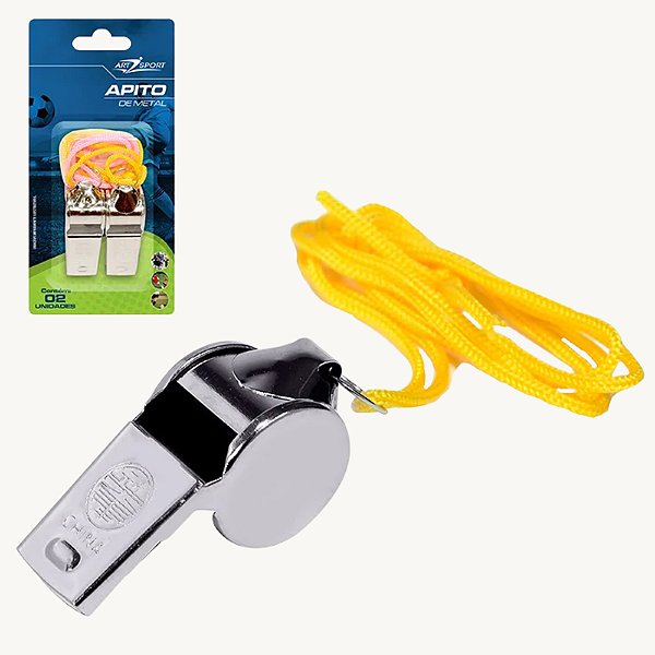 Apito De Metal Com Cordão 2 Pçs - XC-143