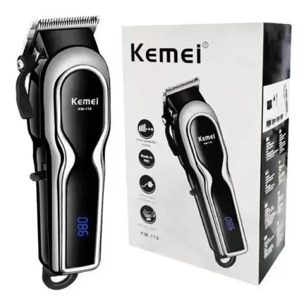 Máquina de Cortar Cabelo Profissional sem Fio 110V/220V - Kemei - KM-119