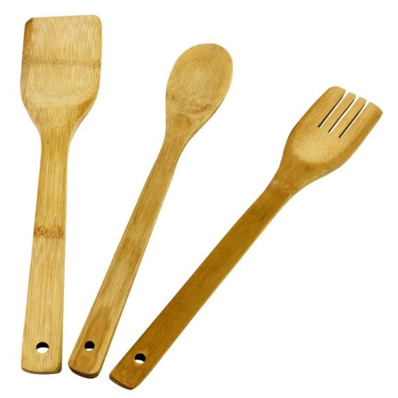 Kit De Espátulas De Bambu - 3 Peças - HM9097