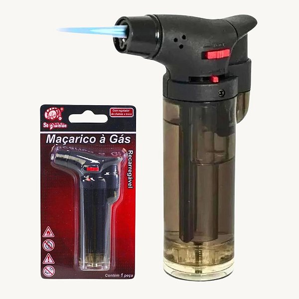 Mini Maçarico Portátil Recarregável Acrílico com Travamento de Chamas BJ8631