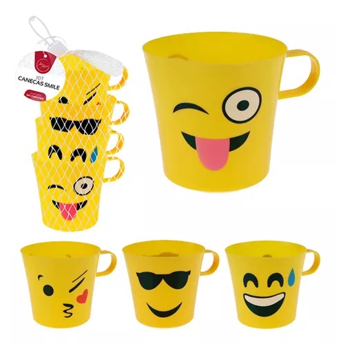 Kit 04 Unidades Caneca Smile Emoji - ZU180