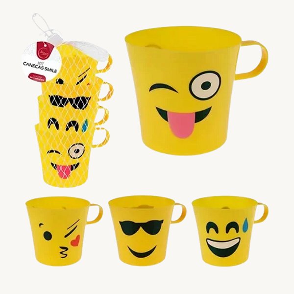 Kit 04 Unidades Caneca Smile Emoji - ZU180