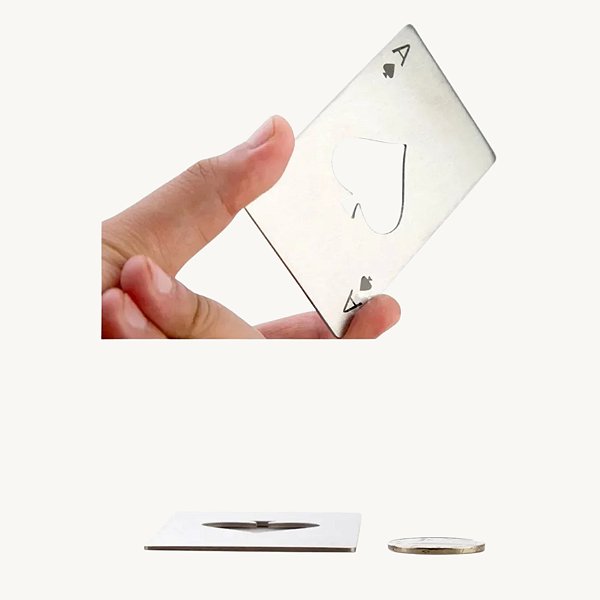 Abridor de Garrafas Carta Baralho Aço Ás de Espada Luxo – Inox EM9822