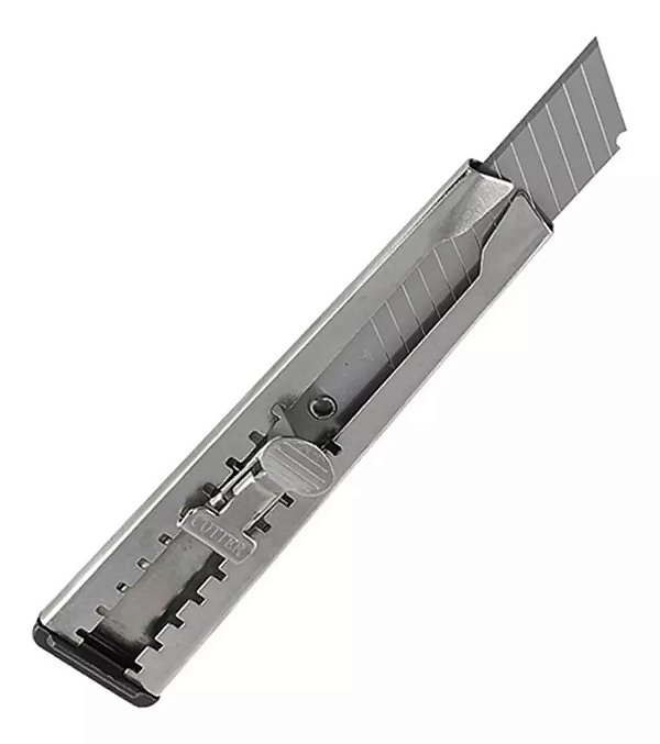 Estilete em Metal 15cm Lâmina Retrátil com Trava de Segurança SQ3656